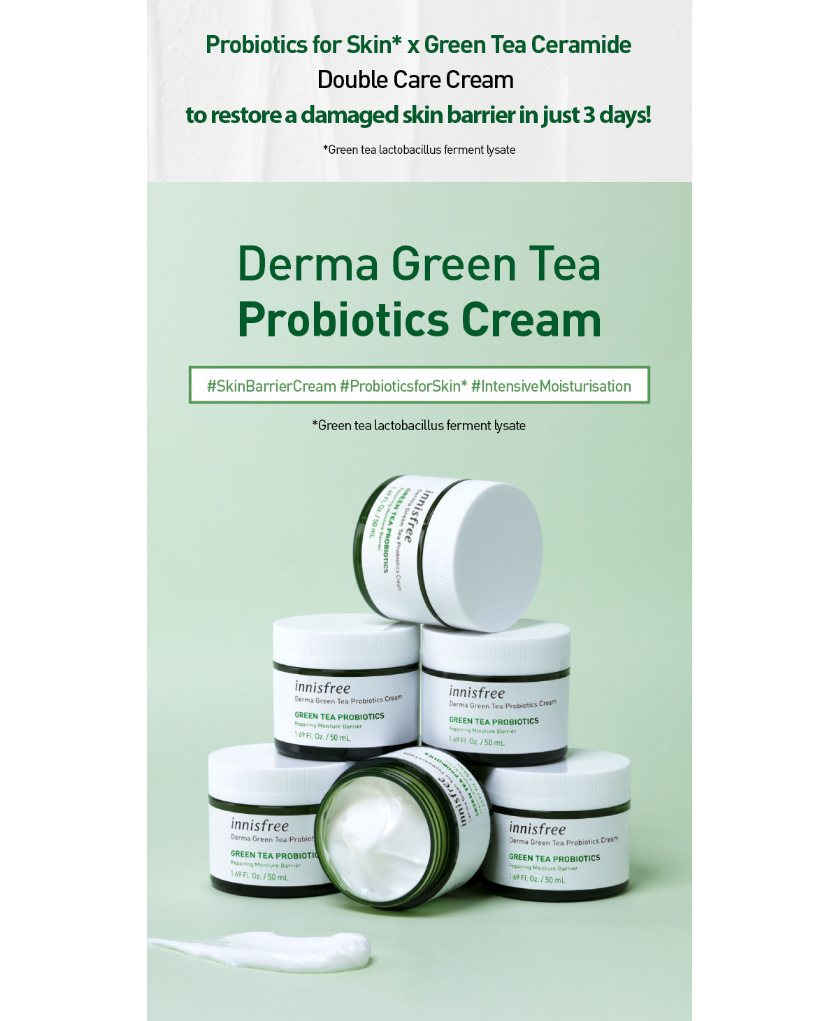 SKINCARE Exclusive] Derma Green Tea Probiotics Cream innisfree