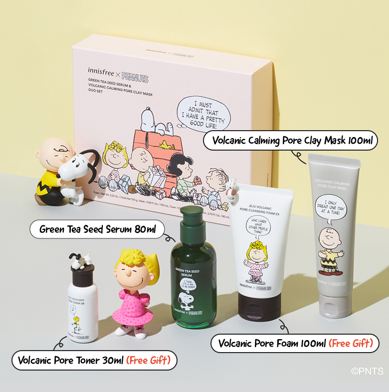 SKINCARE innisfree X Peanuts Green Tea Seed Serum & Volcanic Calming